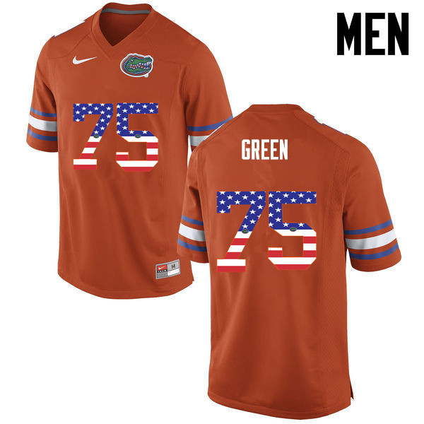 Men Florida Gators #75 Chaz Green College Football USA Flag Fashion Jerseys-Orange - Click Image to Close